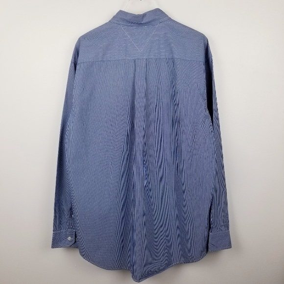 Tommy Hilfiger Blue & White Striped Button Front Shirt XL - Picture 2 of 8
